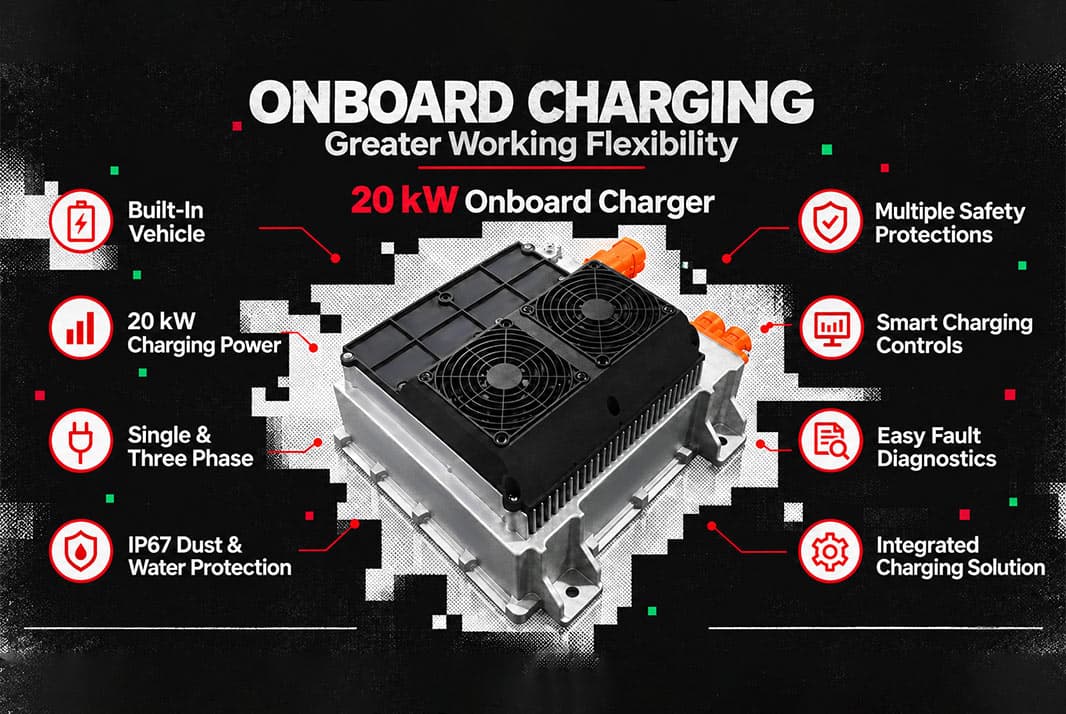 Forklift with a built-in 20 kW onboard charger