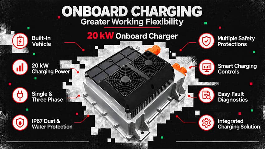 Onboard charger connection on a Hangcha forklift